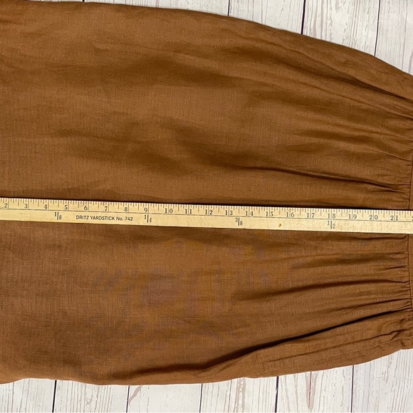 100% Linen Vintage Lightweight Size 4 Brown Knee-Length A-Line Skirt with Pleats - Picture 7 of 10